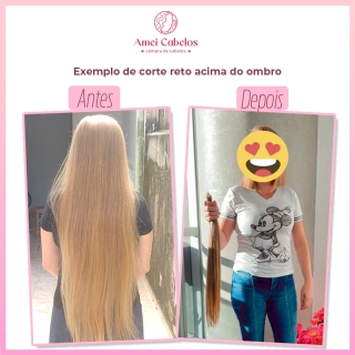 Exemplo de corte reto acima do ombro Vender Cabelo Vender Cabelo Humano Compramos cabelo loiro natural